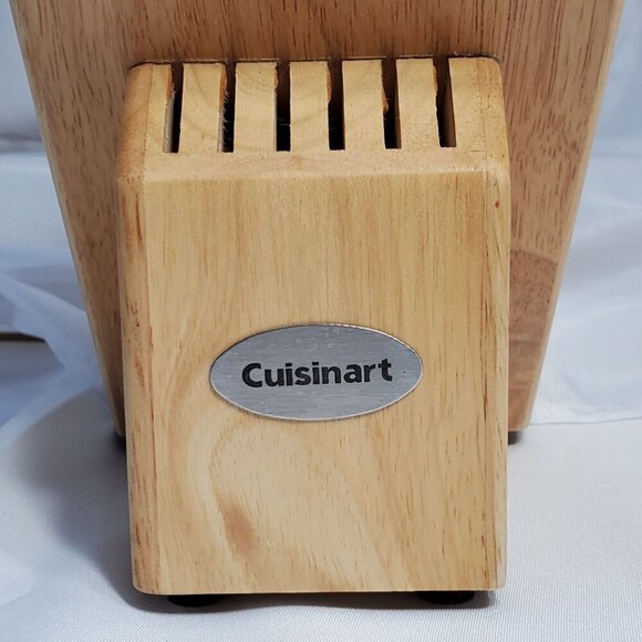 Cuisinart Natural Wood Knife Block 12-Slot Design Brushed Metal Logo BLOCK ONLY - Picture 3 of 10